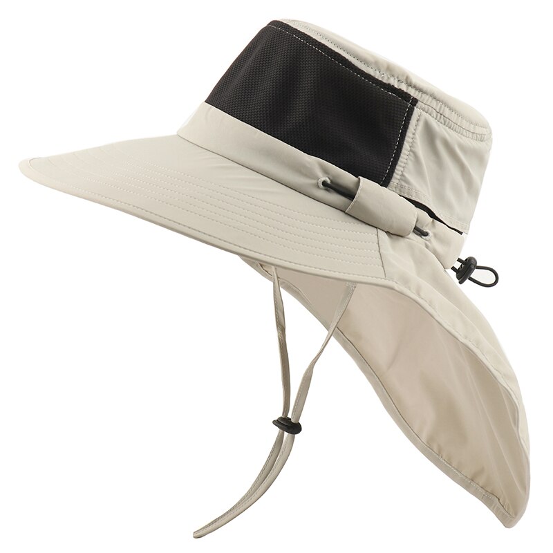 Camoland Herfst Zonnehoed Mannelijke Upf 50 + Wandelen Emmer Hoed Outdoor Lange Brede Rand Vissen Caps Met Nek Flap boonie Hoeden: Beige