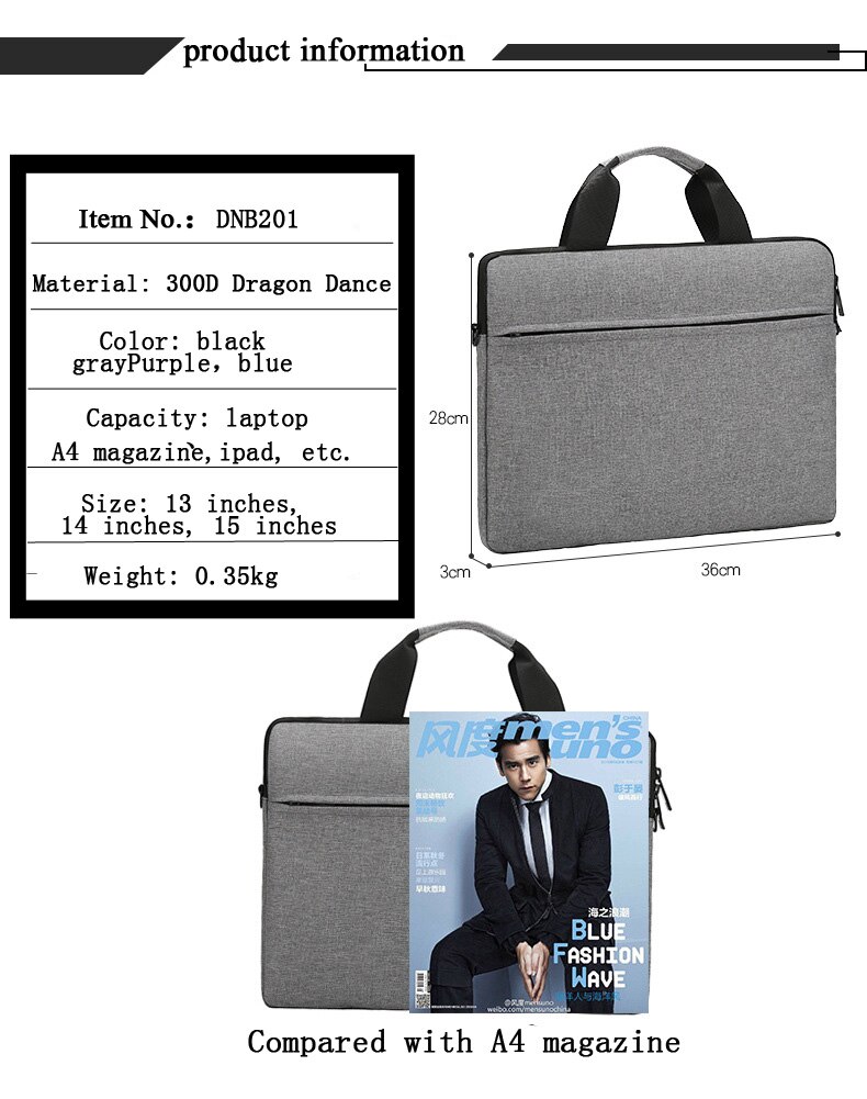 13 14 15 inch Laptop Bag Waterproof Notebook Case Sleeve For Macbook Air Pro Computer Shoulder Handbag Women Men Briefcase