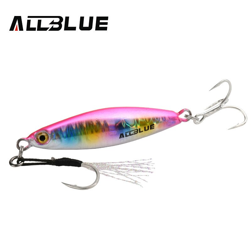 ALLBLUE-Plantilla de Metal de fundición de husillo, 20G, 30G, 40G, lanzar orilla, Jigging, cuchara, señuelo para pesca de lubina, cebo Artificial, aparejos giratorios: 30g / Color E