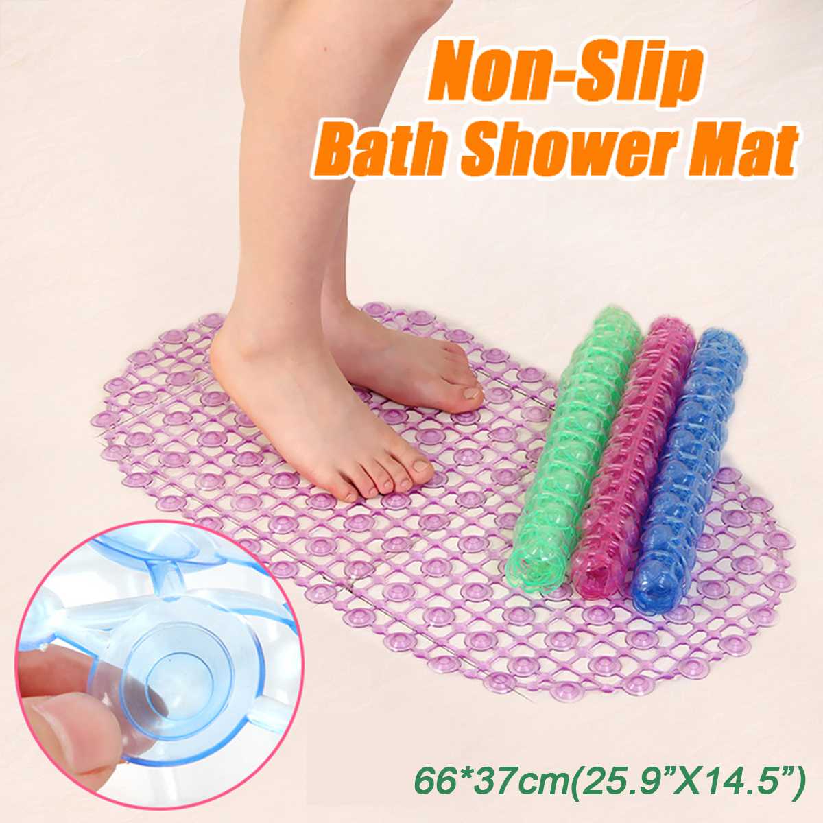 1pc PVC Anti Skid Suction Cup Grip Shower Bath Tub Mat Non-Slip Bathroom Shower Rug For Toilet Bath Shower Room Decor