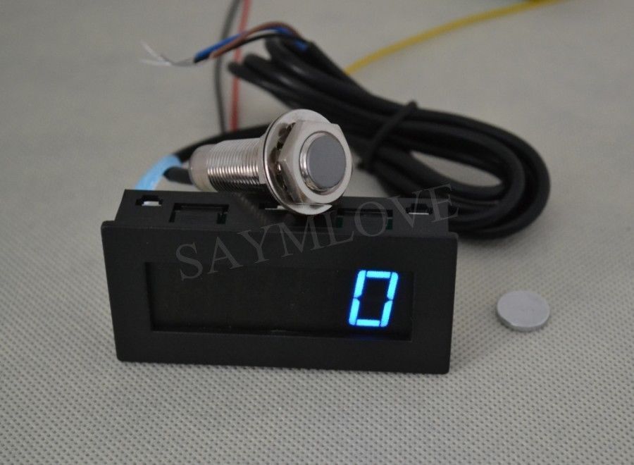 Blauwe Led Toerenteller Rpm Snelheid Meter + Hall Proximity Switch Sensor Npn
