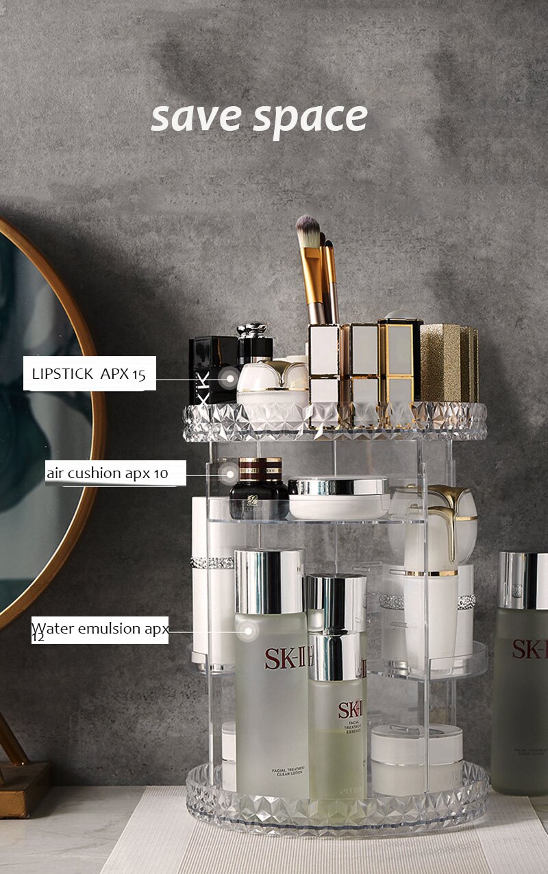 Stor størrelse makeup arrangør make up opbevaring smykker små ting parfume organisator til kosmetik akryl skrivebord makeup smykker æske