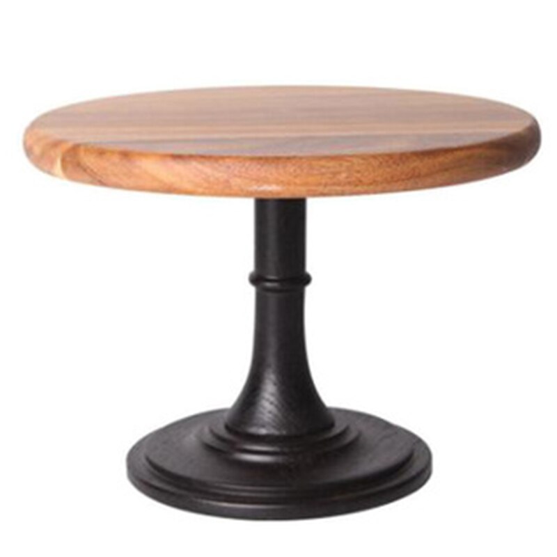 Taart Plaat Stand Houten Plaat Metalen Hoge Basis Cupcake Schotel Hout Lade