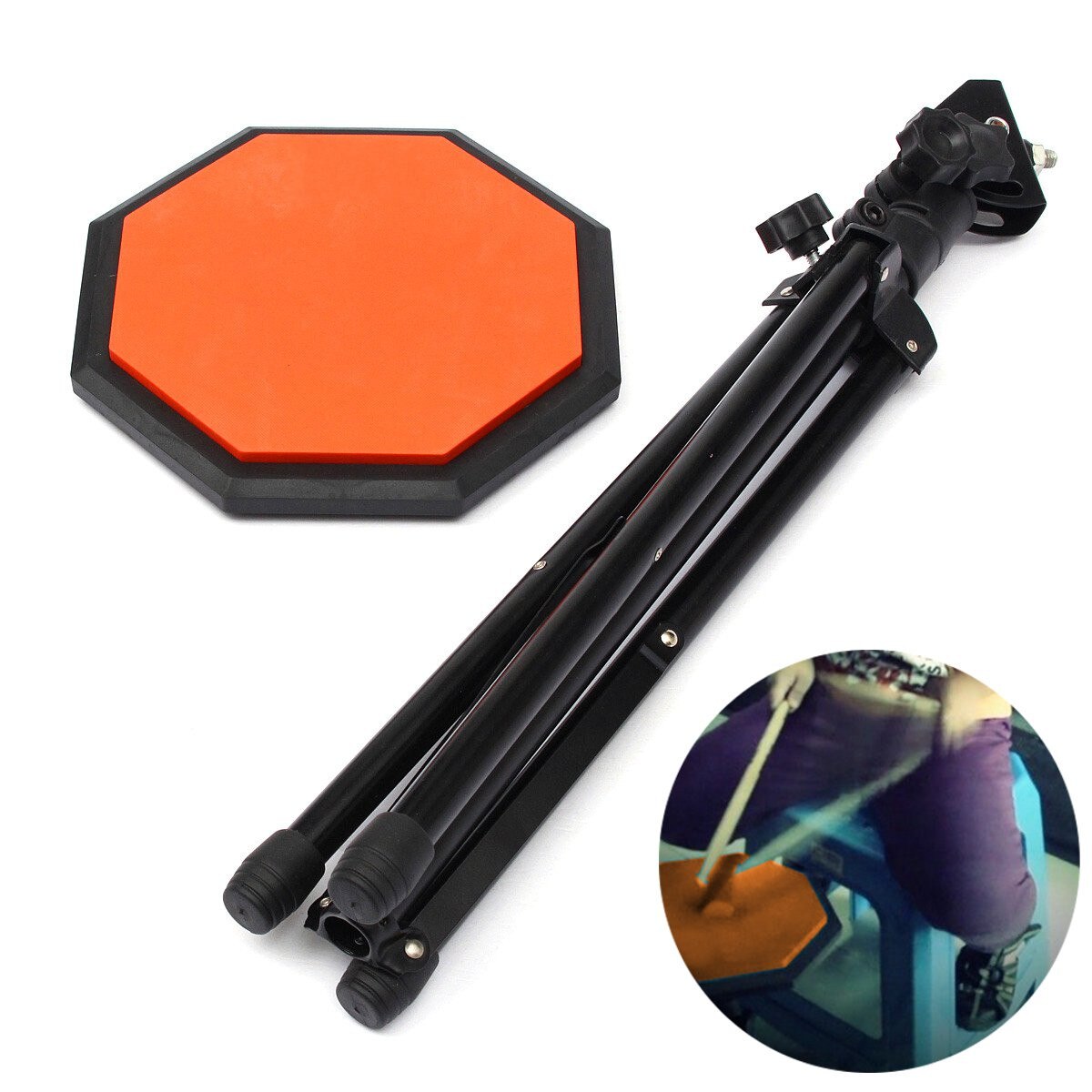 8 pads pads almofadas de borracha da prática do cilindro mudo de 21cm ajustadas com suporte