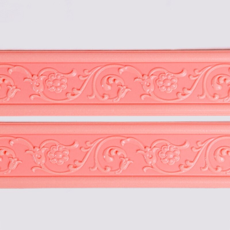 Wall StickersWaterproof Rustic Tile Living Room Bathroom Baseboard Self Adhesive Vintage Wallpaper Borders 3D Wall Stickers: Pink
