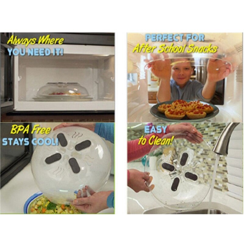 Plastic microwave oven food cover plate ventilation and splash protector transparent cover safe ventilation kitchen tool