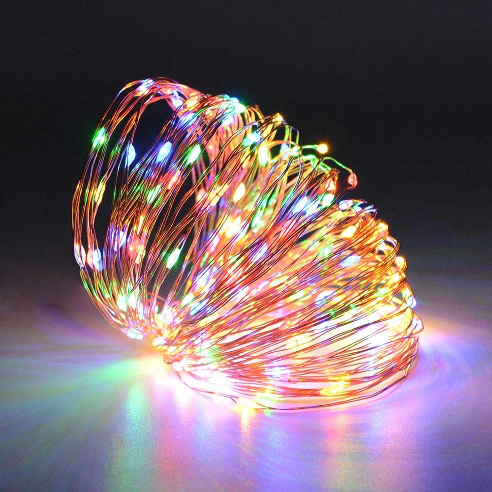 10m/20m utendørs belysning kobbertråd utenfor solenergi streng lys balkong vegglampe hage innredning fe streng lys: Fargerik / Usb-drevet / 10m