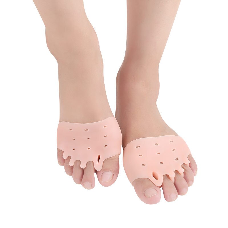 2Pieces = 1Pair Silicone Forefoot Pads Five-Hole Honeycomb Shape Hallux Valgus Gel Insole Corrector Toe Cover Orthopedics Care: Bright Skin