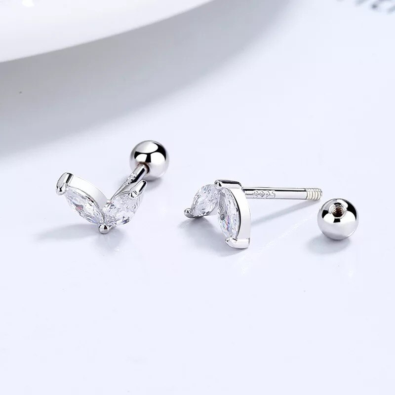 Pendientes de aro pequeños Huggies de acero inoxidable para mujer, colgante de circonia de cristal pequeño, pendientes para cartílago, joyería Piercing, 2 uds.