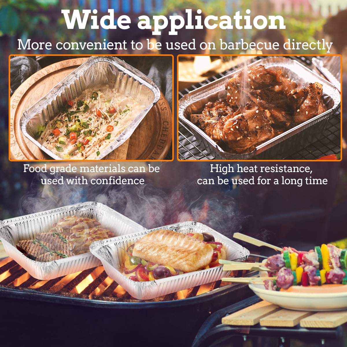 BESTONZON 20pcs Disposable BBQ Drip Pan Tray with Lid Aluminum Foil Tin Liners for Grease Catch Pans Replacement Liner Trays