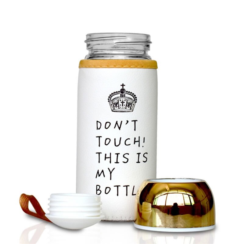 Upspirit 420mL Golden Glass Bottle with Cover Water Drinking Kettle Tumbler Portable Travel Tour Sport Protein Shaker Drinkware