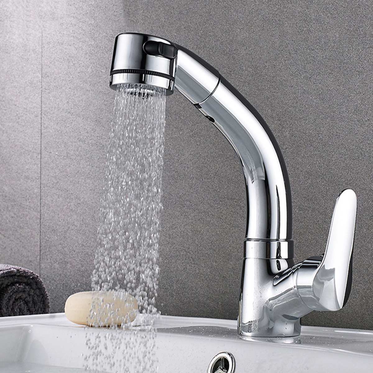 360 Degree Rotation Swivel Spout Spray Sink Cold Mixer Tap Cold Kitchen Faucet 2 pattern Telescopic Pull Out Faucets