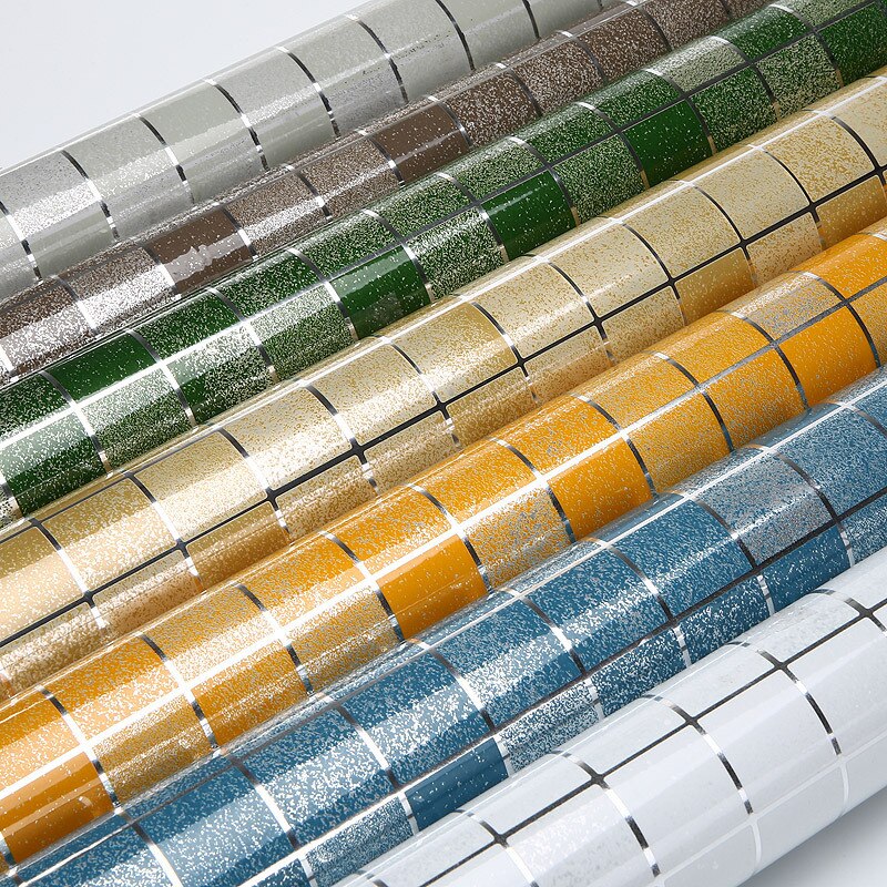45 x 200cm mozaïek 5 kleuren aluminiumfolie zelfklevend anti-olie behang voor keuken hoge temperatuurbestendig