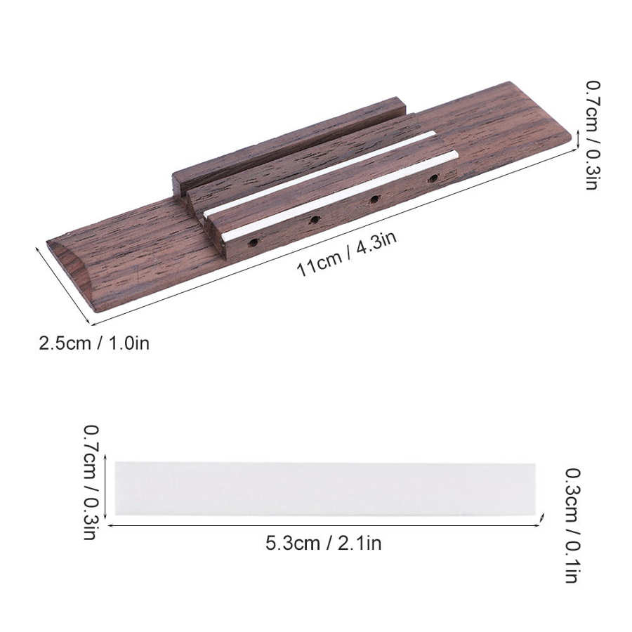 Ukulele Guitar Saddle Bridge 4 String Rosewood Acrylic Saddle for Ukulele Replacement Part