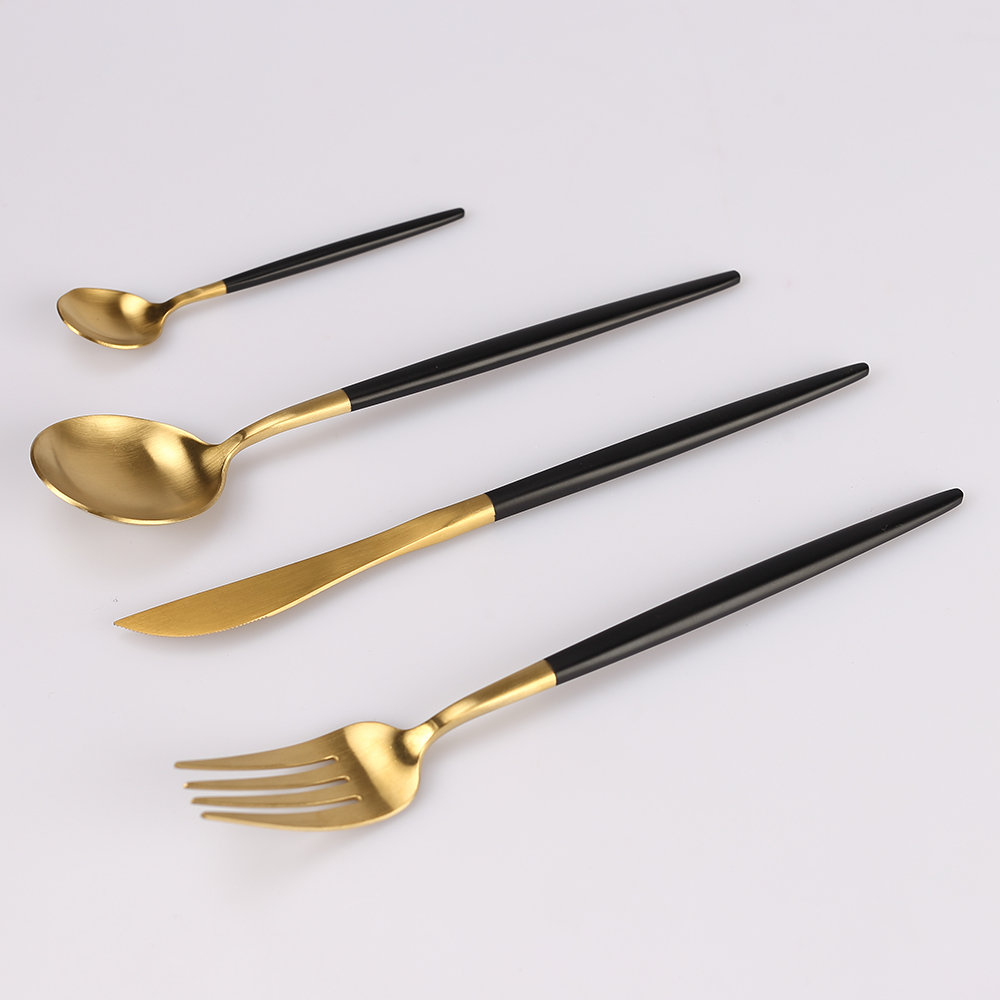4 Stck einstellen Edelstahl Besteck einstellen Luxus Geschirr 10 Farben Erhältlich Gabel Messer Nachtisch Geschirr Gold Silber Schwarz