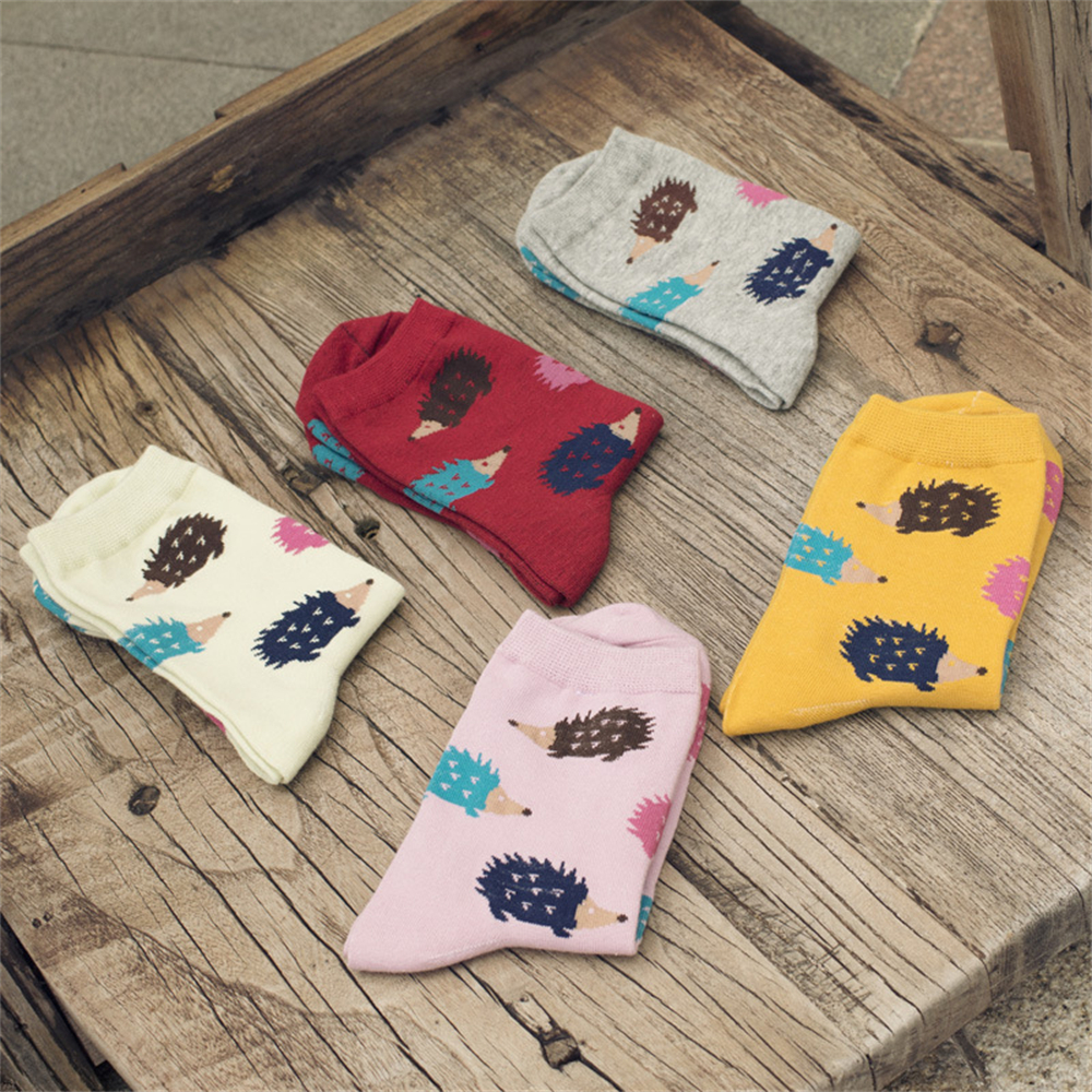 Neue frauen Täglich Japanischen Koreanische Lustige Karikatur Igel Glücklich Ebene Weiche Baumwolle Socken Nette Haustiere Sokken