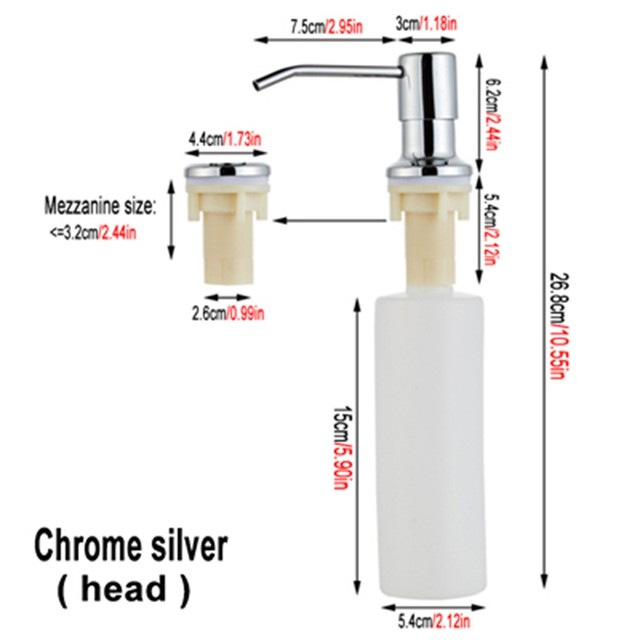 300Ml Aanrecht Zeepdispenser Zwart Abs Dispenser Wasmiddel Vloeibare Zeep Lotion Dispensers Roestvrij Stalen Kop: Chrome Silver