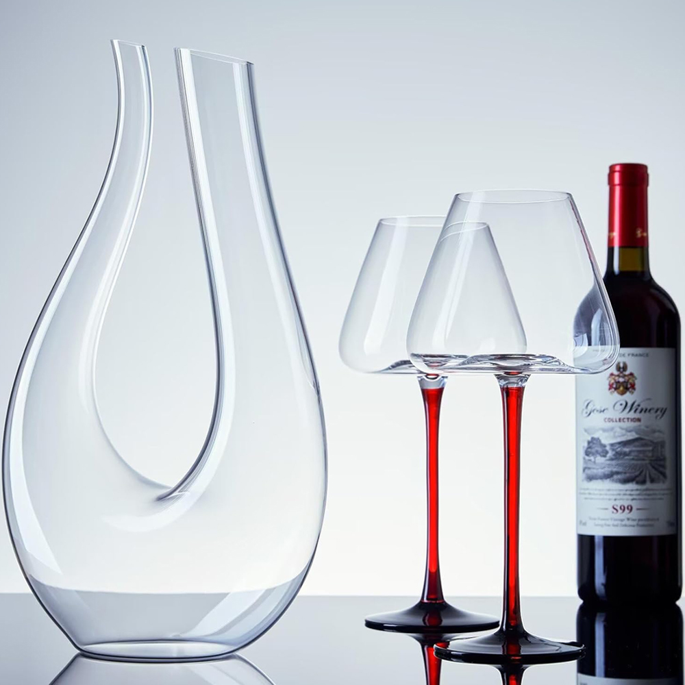 Vinkaraffel, rødvinskaraffel, vinlufter ,100%  håndblæste blyfri krystalglas, vinkarafler og karafler, vin