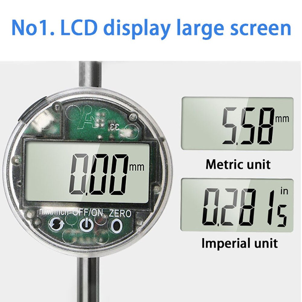 USB Charging 0-12.7mm High Precision Digital Display Dial Indicator With Large LCD Display Touch Mechanical Dial Indicator