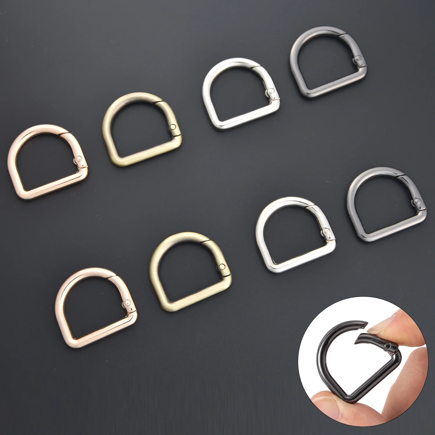5 stuks D-ring te openen metalen gespen tas bagageriem verbindingssluiting lente sleutelhanger hardware-accessoires
