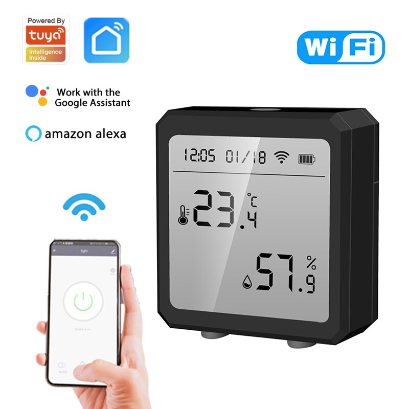 Tuya Wifi Alexa Temperatuur Vochtigheid Sensor Met Alarm Functie Ondersteuning Smart Leven App Remote Controleren Werkt Met Google Thuis