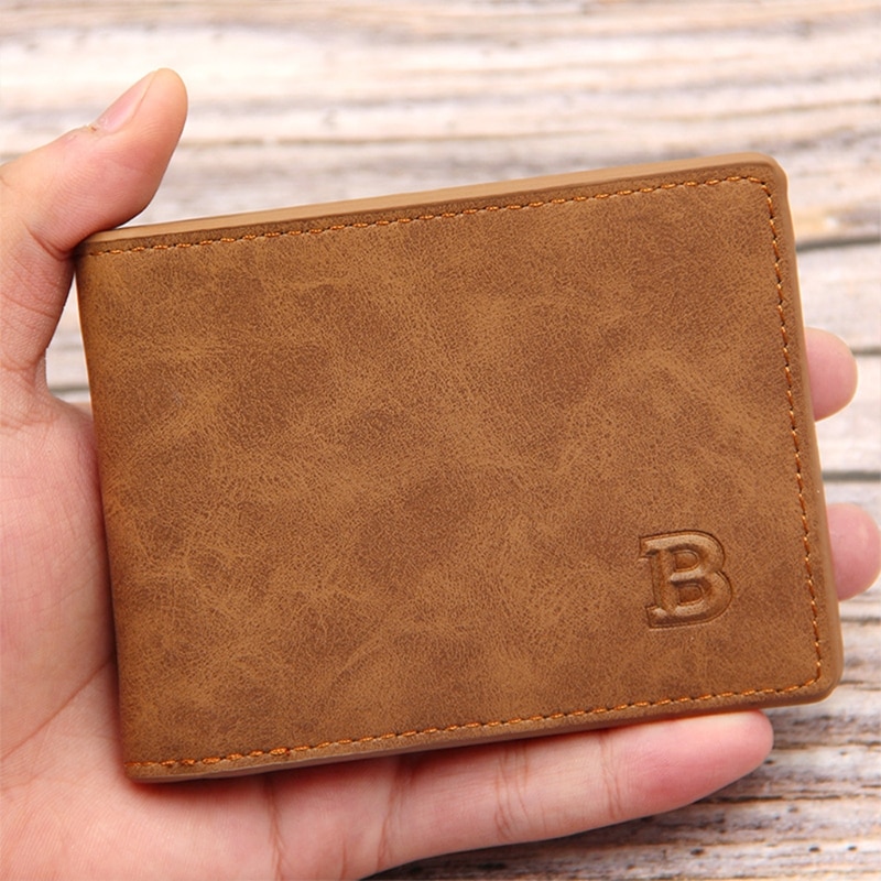 Mannen Pu Lederen Vintage Korte Wallet Credit Card Holder Bifold Zakelijke Portemonnee