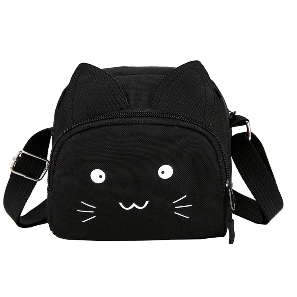 Women Shoulder Bag Cut Cat Pure Color Casual Tote Outdoor Bag Canvas Handbag Zipper Messenger Bags sac main femme #T1P