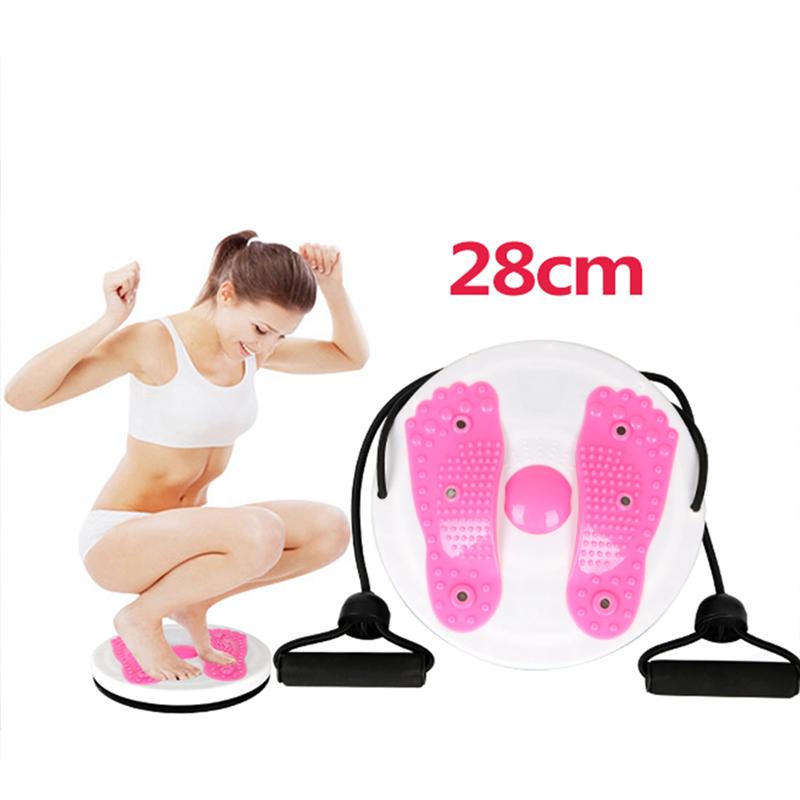 Kvinner kroppsforming og midje vrimaskin fitness twister plate vribrett med tau (rosa)
