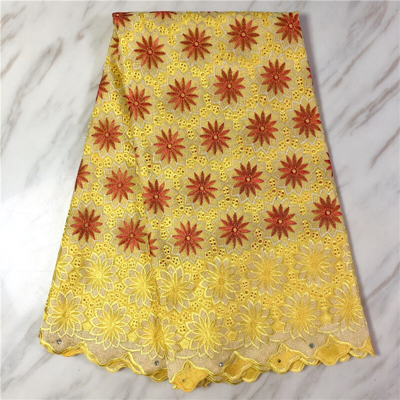 Afrikansk 100%  bomull blonder stoff blonde materiale i sveits broderi sveitsisk voile blonde stoff 5 yards: Pl1001201 s 5
