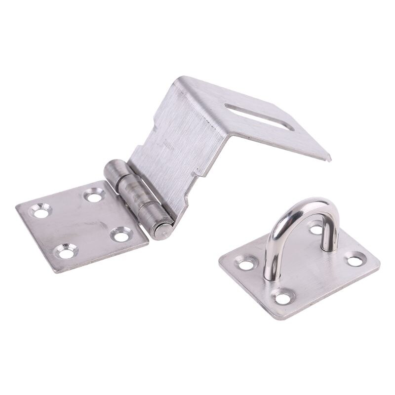 Stainless Steel Hasp Lock Anti-theft Door Clamp 90 Degree Shed Latch Security D2TD