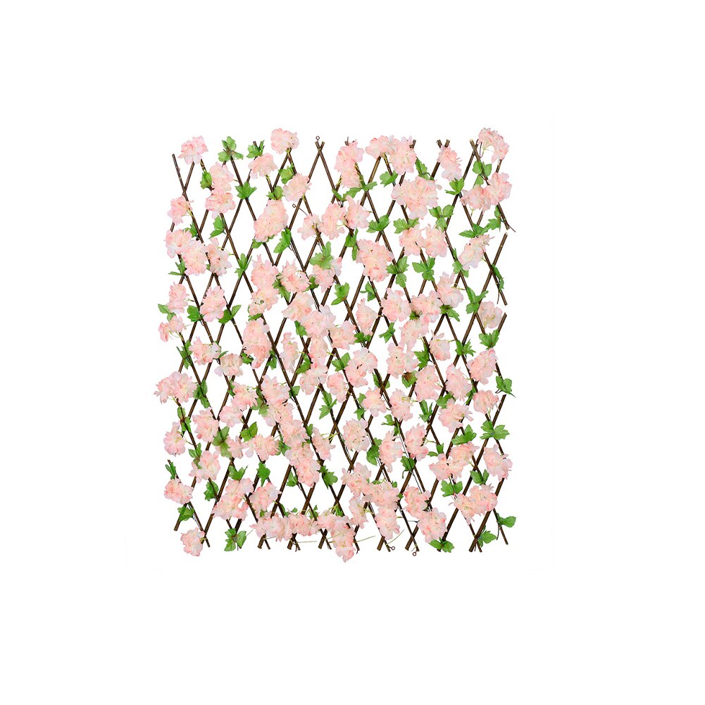 Garden Screening Expandable Home Backyard Balconies Wooden Hedge Trellis Privacy Screen Artificial Flower Leaves Easy Install: Champagne