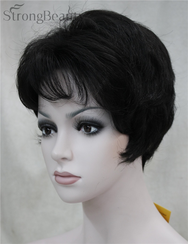 Sterke Beauty Synthetische Klassieke Korte Krullend Natuurlijke Blonde Bruine Pruiken Capless Vrouwen Pruik