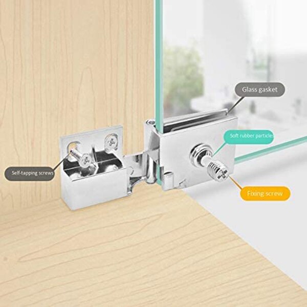 Set van 8 NUZAMAS-glazen deurscharnieren, 5 mm-8 mm, instelbare rechthoekige klem, enkele clip voor glazen deurscharnieren in kastkast, wandmontage