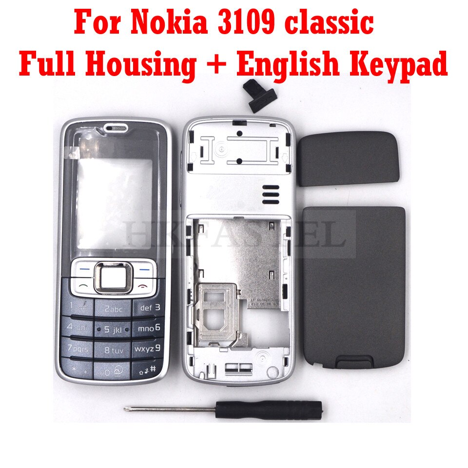HKFASTEL Cover For Nokia 3110c 3110 Classic 3109c 3109 Mobile Phone Full Housing with Keypad Case Tool