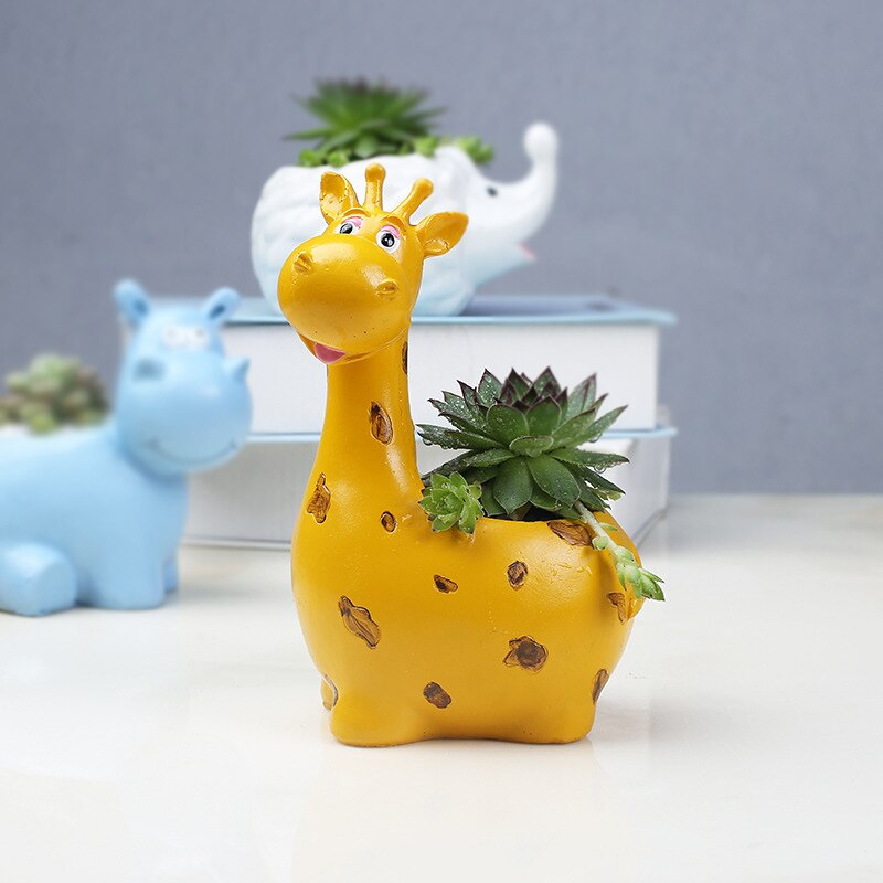 Resin Flower pots Hippo giraffe shape Planters Succulent Plants animal Flower Pot Cute Pastoral Style Home Decoration