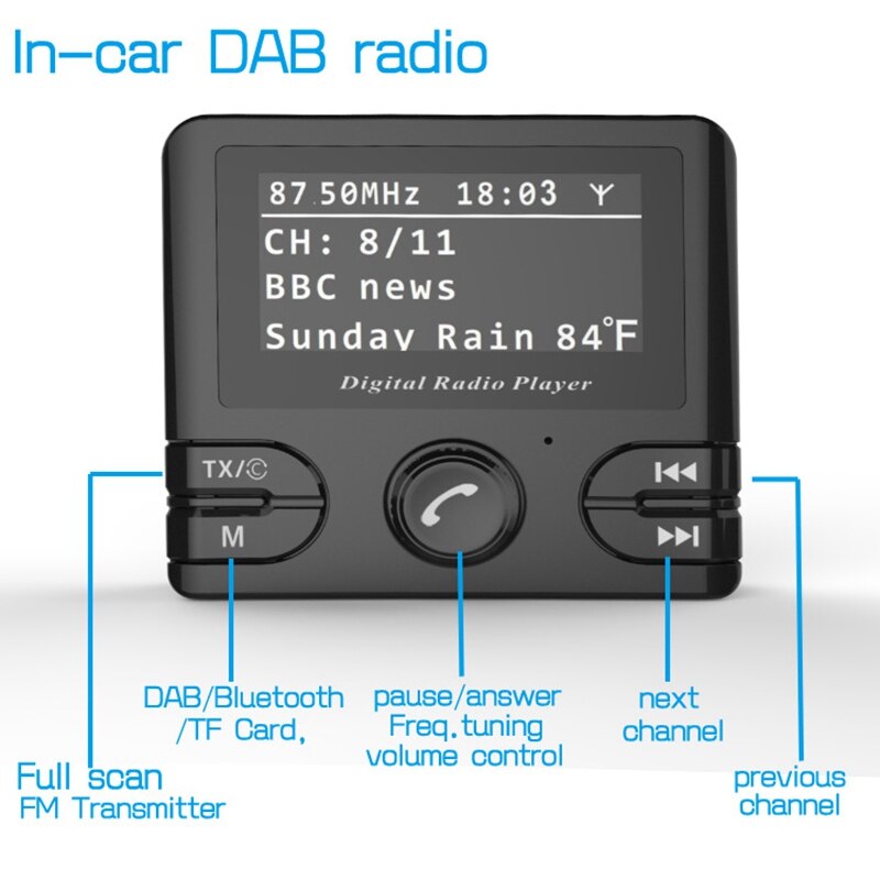 Dab Digitale Radio Adapter Bluetooth Autoradio Ontvanger Met Fm Transmissie Antenne MP3 Speler Automobiles Multimedia