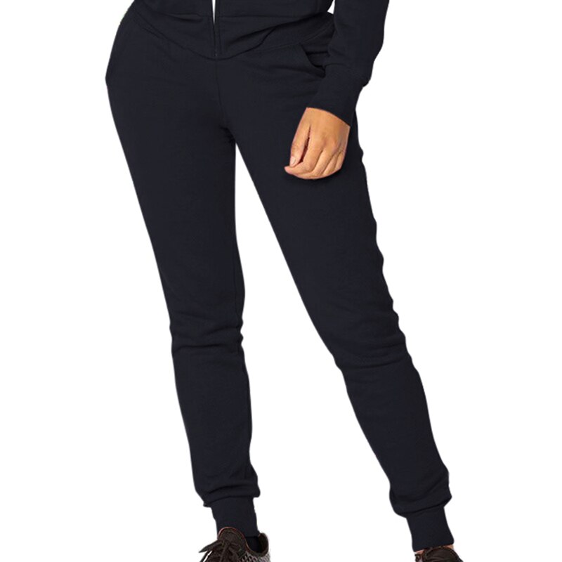 Vrouwen Atletische Trainingspak Lente Warm Running Set Rits Jogging Sportkleding Voor Vrouwelijke Hooded Sweat Pak Ongedwongen Losse: Pants-black / L
