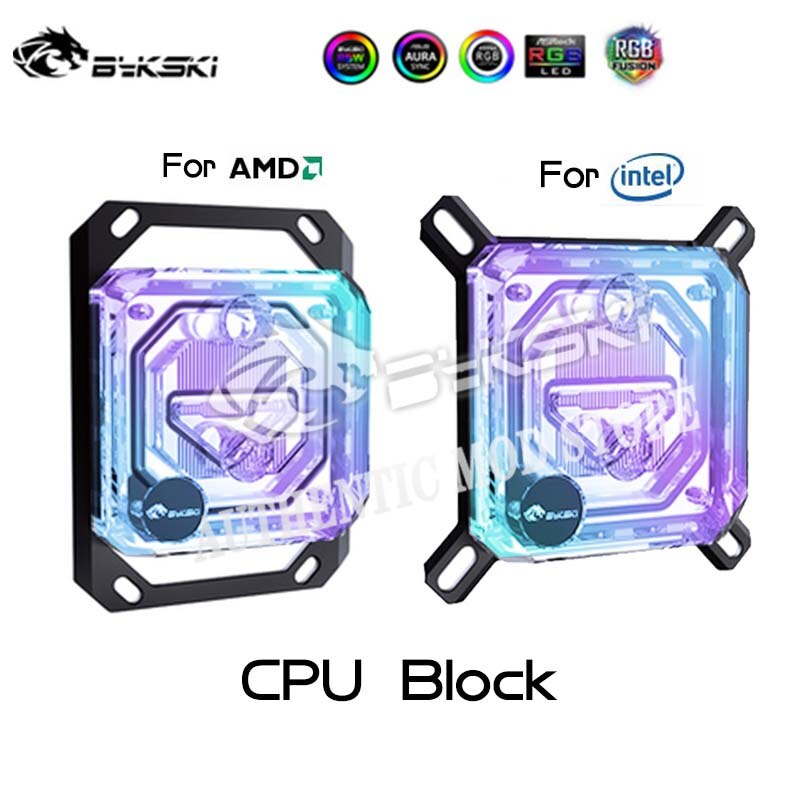 Bykski CPU Water Block For INTEL LGA115X 1200 1700 /AMD Ryzen 3/5/7 X470 X570 Processor Watercooler Radiator RGB AURA SYNC