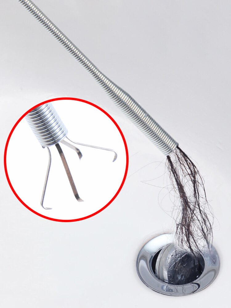 4 Size Pipe Dredging Drain Snake Kitchen Drain Pipe Curve Grabber Dredge Hooks Sink Flexible Unblocker Household Cleaning Tools