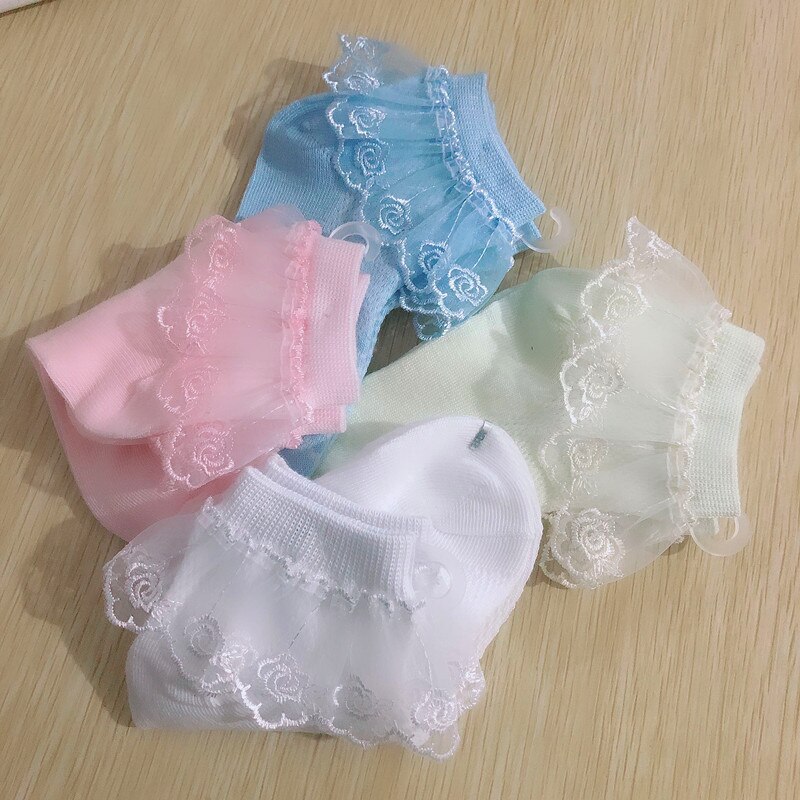 Lente Zomer Herfst Snoep Kleuren Lace Ruffle Stroken Enkel Korte Sokken Kinderen Prinses Baby Meisje Sokken Retail Een Paar Voor kid