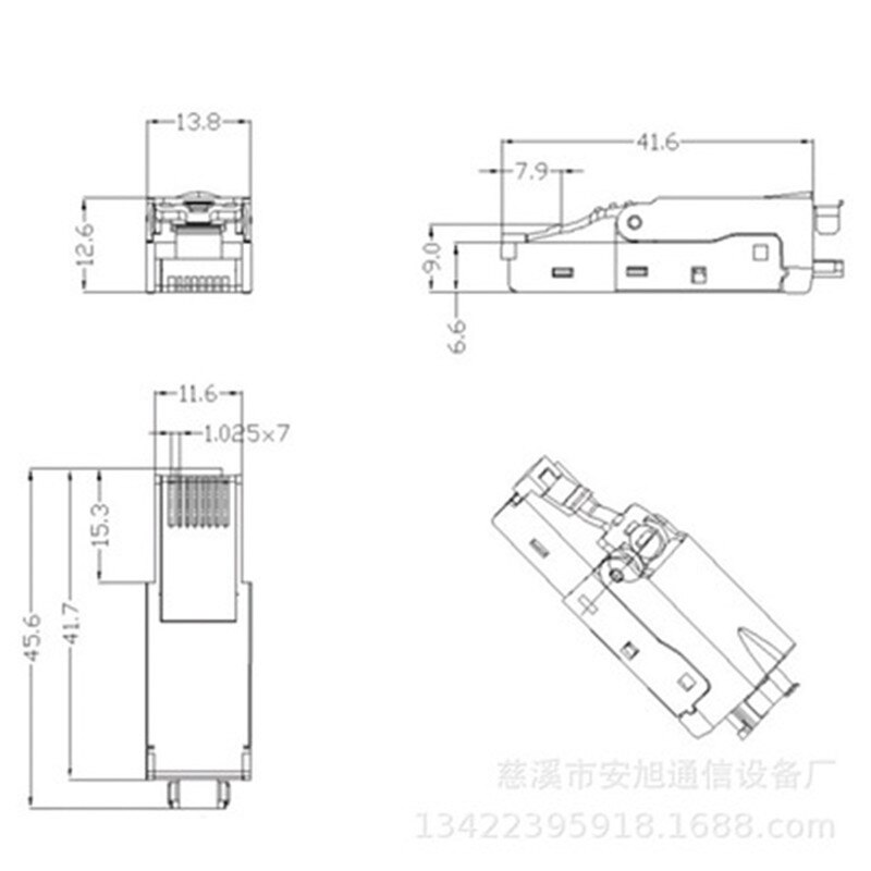 RJ45 Cat6A Eathernet conector Lan RJ 45 Cat 6A macho de aleación de Zinc Metal escudo 8P8C de red de enchufe Modular herramienta gratuita
