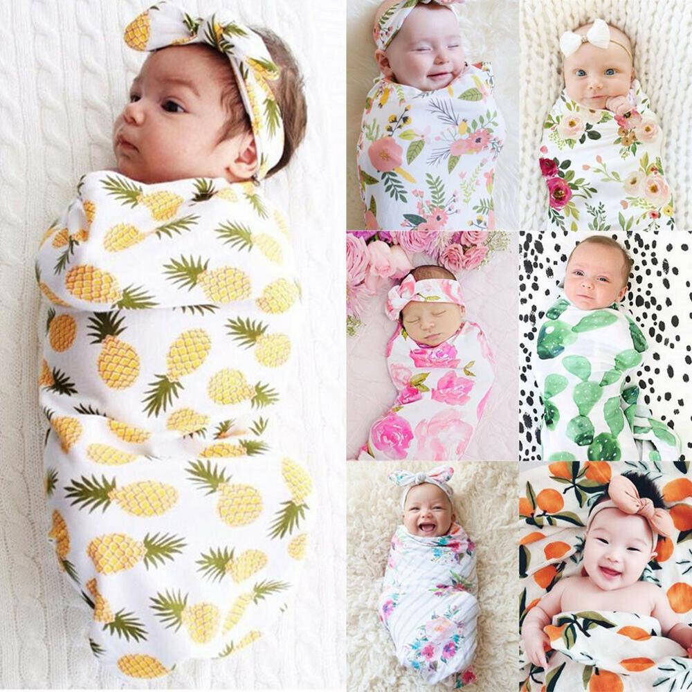 Gloednieuwe Peuter Aquarel Afdrukken Donzig Bloemen Dot Baby Deken Inbakeren Slaapzak Wrap Multifunctionele Wrap Doek