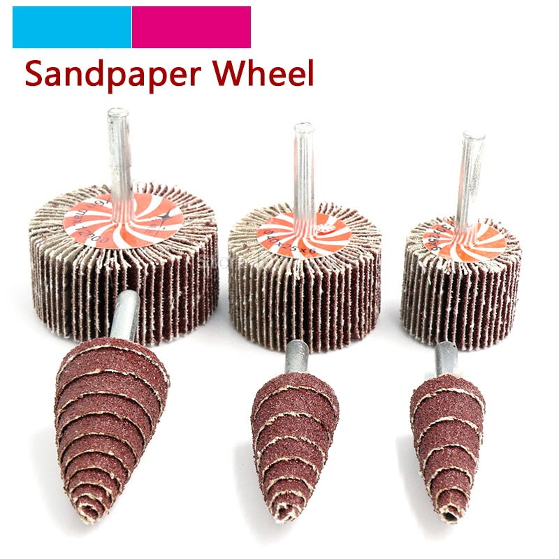 1 stk 6mm skaft korn 80#  sandpapir slibning slibehoved flap polerhjul skiver dorn til roterende miniboreværktøj