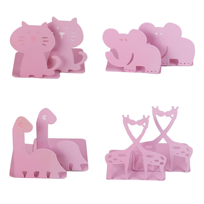 1 Pair Cartoon Animal Bookends Book Stand Support Desktop Office Magazine Organizer Rack Shelf Holder