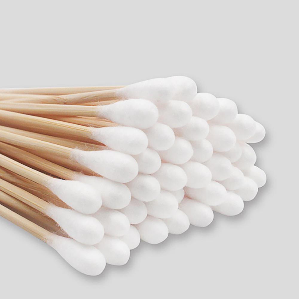 50 Pcs Wattenstaafje Wattenstaafjes Borstels Oor Sticks Lippen Schoon Dubbele Hoofd Sanitaire Wattenstaafje Houten Oren Cleaning Tools 2FM