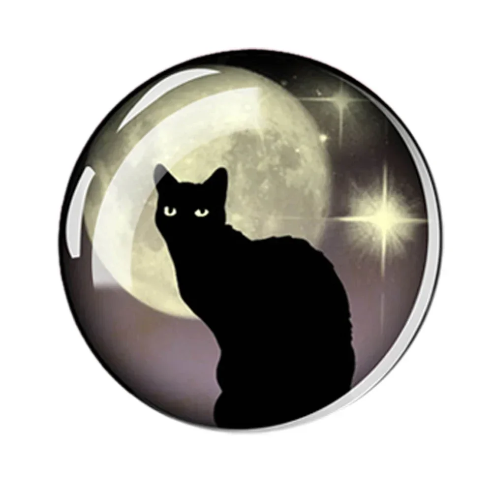 Imanes de nevera de gato negro, imanes de refrigerador para gatos, imanes decorativos de gatos lindos para armario de pizarra, imanes de gato bajo la luna: YELLOW
