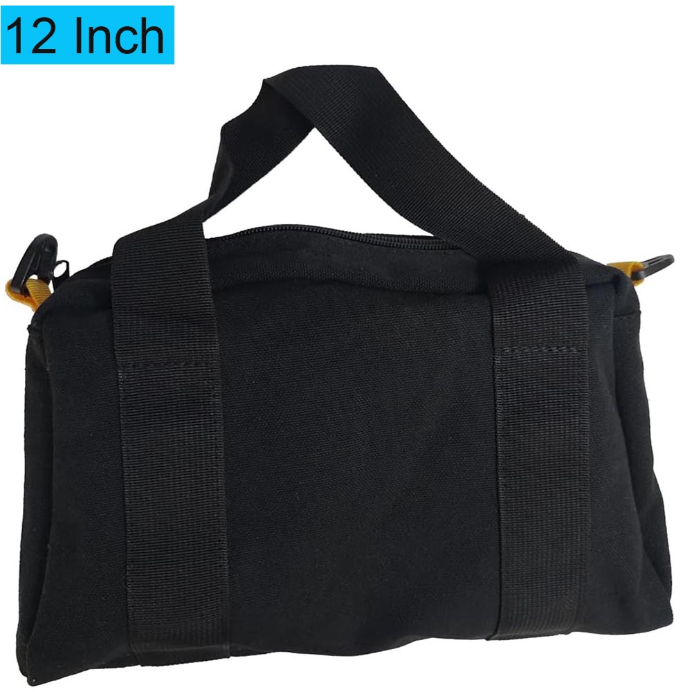 12 Inch Wide Mouth Tool Bag, Canvas Tool Bag, Heavy Duty Tool Storage Bag，Power Tool Organizer Pouch, Tool Bags for Men: black