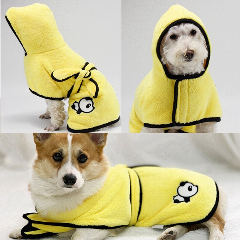 Mascotas bordado Albornoz de tejido polar Coral absorbente cálido y cómodo ropa de casa estilo cabo mascota Albornoz
