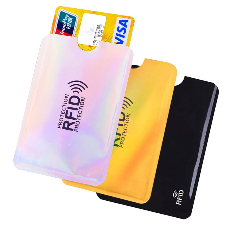 5PCS RFID porta carte di credito anti-scansione tasca in alluminio metallo sottile protezione della carta di credito portafoglio di sicurezza custodia per carte di moda