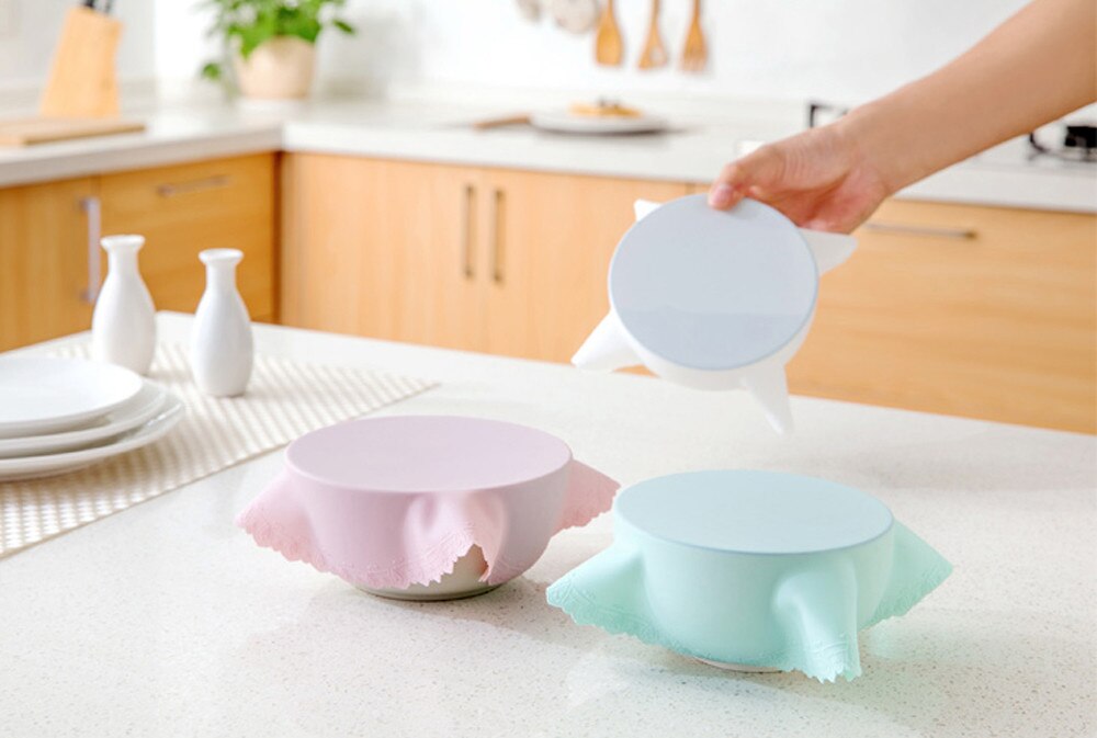 1pc 23cm kom deksel siliconen plasticfolie deksel magnetron oven koelkast verse kom afdichting siliconen deksel verse deksel hoes